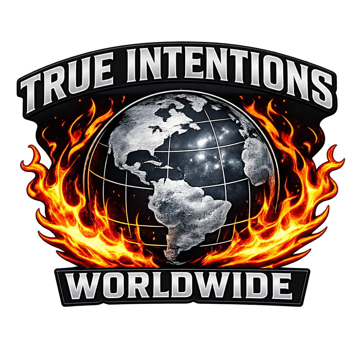 True Intentions Worldwide globe and flame logo